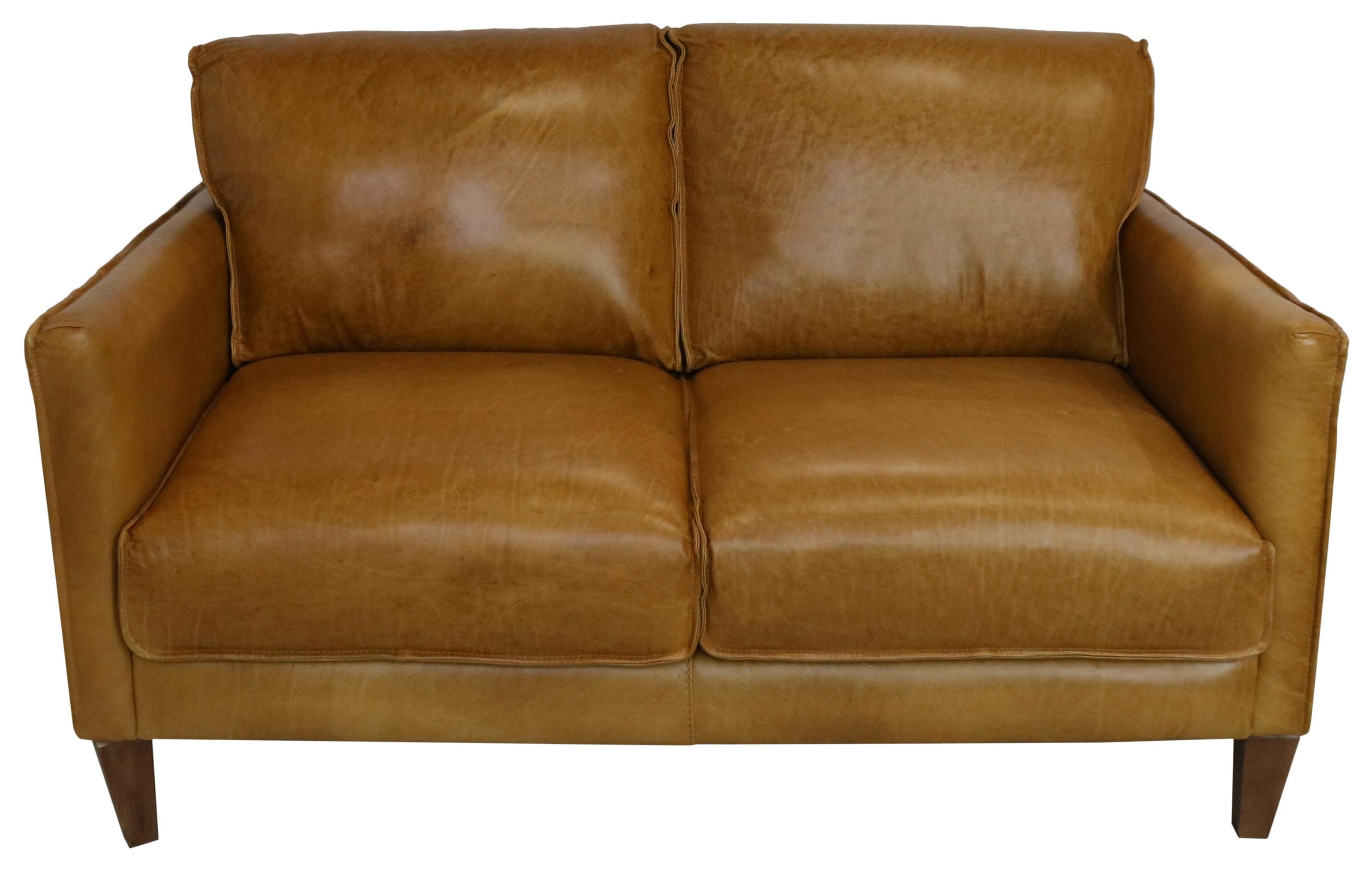 Brown italian shop leather loveseat